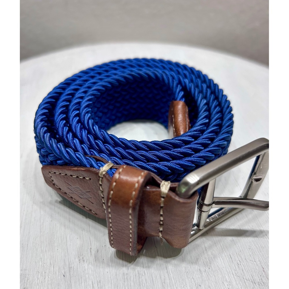 Martin Dingman Newport Woven Italian Rayon Men's Sz 34 Royal Blue Woven Belt